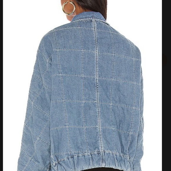 Free People Dolman Quilted Denim Jacket Cali Indigo - Picture 7 of 11